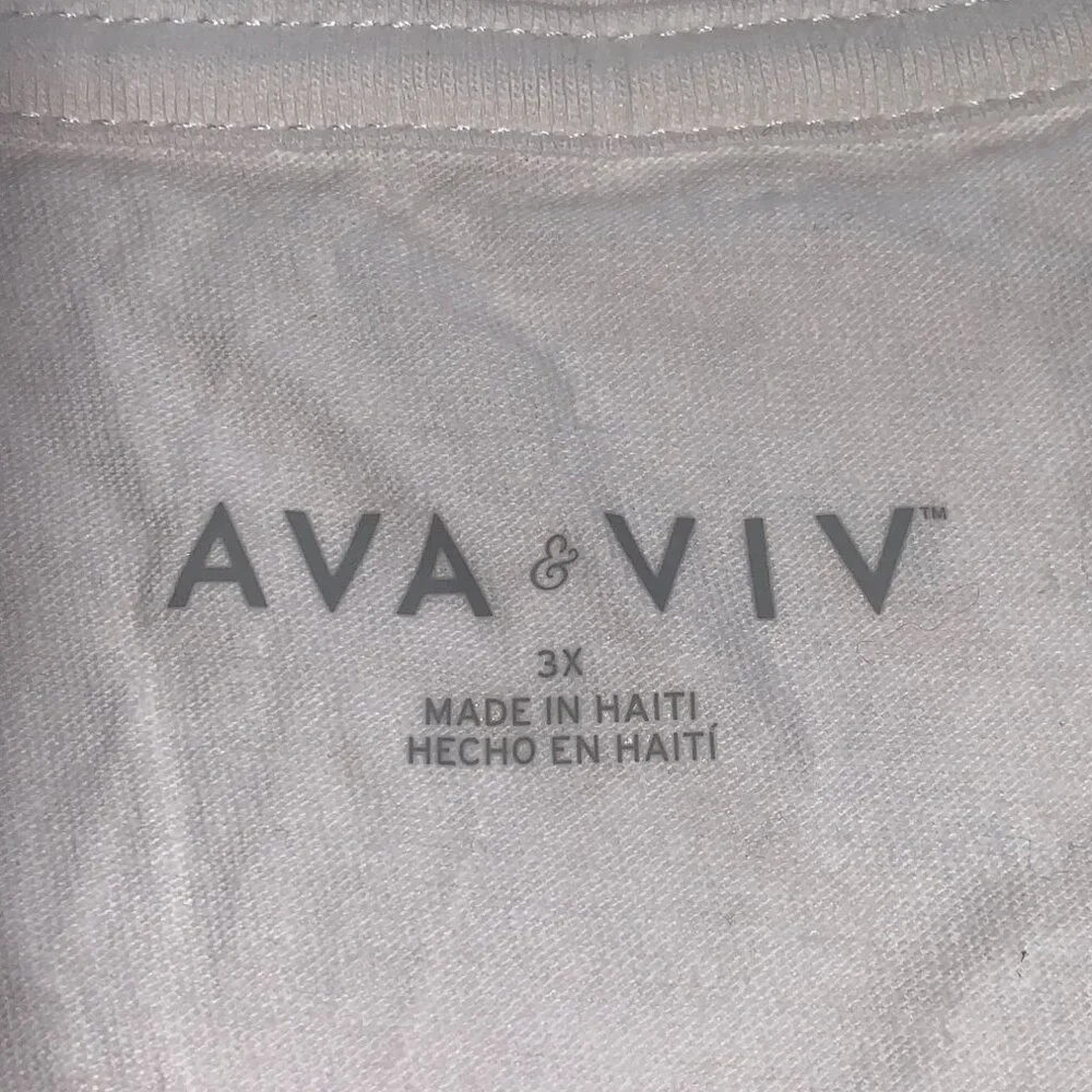 Ava & Viv Womens Plus Size White V-Neck Basic Tee Soft Cotton Casual Top - Picture 11 of 12